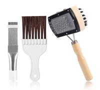 Kit de limpieza de bobina de aire acondicionado, cepillo de aleta de CA de doble cara y peine de aleta de metal para bobinas de condensador, ventilación HVAC y herramientas de limpieza de radiador
