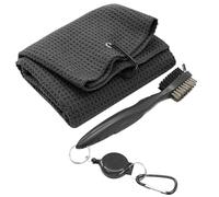 Kit de limpieza de Golf, 2 unids/set, toalla de Golf de microfibra y cepillo para palos con Clip de mosquetón elástico, Kit de limpieza para palos con patrón de gofres