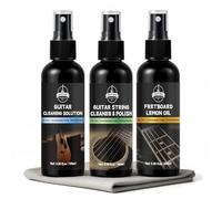 Kit de limpieza de guitarra: limpiador y abrillantador de cuerdas de guitarra, tono de diapasón, cuerdas, diapasón y diapasón. Limpia, pule y protege todo tu instrumento.