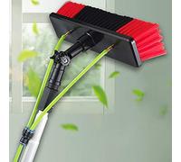 Kit de limpieza de paneles solares telescópicos, cepillo extensible de 3,12 m para ventanas, techos de invernaderos y más, varilla de 5 m y cabezal de cepillo de 30 cm para una limpieza sin esfuerzo