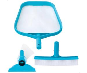 Kit de limpieza de piscinas básico intex con recoge hojas, cepillo y cabeza