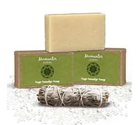 Kit de limpieza de salvia blanca - Sage Stick & Soap para limpieza de energa Purificacin espiritual Luna llena + Cuarzo infundido de Reiki Aura Cle