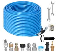 Kit de limpieza de tuberías de 30 m para limpieza de tuberías Karcher K2-K7 Bosch de alta presión - 5800 PSI de chorro de agua para desatascador de desagües (azul)