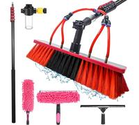 Kit de Limpieza de Ventanas con Cepillo: Alimentado por Agua, Barra telescópica de 10,8 m, escobilla de Goma 2 en 1, quitamanchas y dispensador de jabón, Limpiador para Paneles Sol