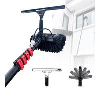 Kit de limpieza de ventanas de 12 pies, poste extensible de alimentación de agua con cabezal de cepillo giratorio de 180° y rasqueta, ideal para limpieza de paneles solares y altos, profesional Equint