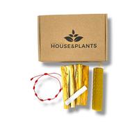 Kit de Limpieza energética del hogar. Incienso orgánico, 4 Palo Santo para Quemar, 1 Velas de Miel Pura de Abeja, Piedra selenita Natural, Pulsera 7 Nudos roja de Regalo. Incienso Natural.
