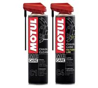 Kit de Limpieza + Lubricación Cadena Moto Carretera MOTUL Mc Care C1 + C4 2x400