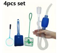Kit de Limpieza para Acuarios, Sifón, Red para Peces y Cepillo Esponja Cara con Recogedor para de Acuarios