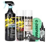 Kit de limpieza para bicicletas: kit de lavado y limpieza de la transmisión con limpiador para bicicletas, desengrasante para bicicletas, lubricante de PTFE, abrillantador para bicicletas