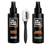 Kit de limpieza para gamuza y nobuk de Shoe Clinic | Limpiador y protector de gamuza en aerosol con cepillo | Limpia, protege e impermeabiliza zapatos, zapatillas y botas