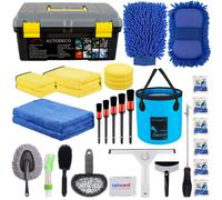 Kit de limpieza para lavado de coches AUTODECO de 30 piezas - Juego de herramientas de lavado para el cuidado del coche