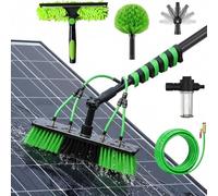 Kit de Limpieza para Paneles Solares de 3,6 m con Suministro de Agua, Barra Telescópica de Fibra de Carbono, Cabezal de Cepillo Giratorio 180° y Manguera de 20m para Tejados Terrazas Caravana