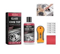 Kit de limpieza para vitrocerámica con abrillantador de vidrio,limpiador para vitrocerámica que incluye raspador, rascador, paño y cuchillas, Limpiador de cocinas para placas de inducción, vitrocerámi