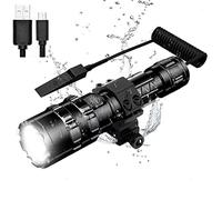 Kit de Linterna LED Alta Potencia Recargable 1600 LM Brillante Antorcha Táctica Linterna de Mano 5 modos 500 metros Impermeable con cargador USB y modo SOS (batería incluida)