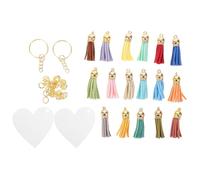 Kit de Llaveros de Corazón Acrílico Transparente Borlas DIY | Aros y Anillas Incluidos, para Manualidades, Fotos y Llaves Acabado Claro, Adecuado para Crafters