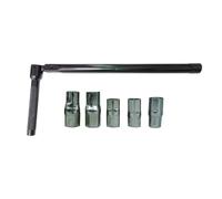 Kit de llaves de vaso multifunción ajustables (260 mm) con 5 tomas para reparación de grifo, válvula y fontanería - acero al carbono, mango antideslizante (negro)