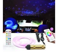 Kit de luces de techo de estrella fibra óptica LED controlada por APP Smart,Bluetooth RGBW Fiber Optic Lights con 200 piezas,cables fibra óptica 2m,0.75 mm para iluminación ambiente techo hogar/coche