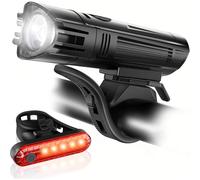 Kit de luces para bicicleta recargables por USB, súper brillantes, potentes luces delanteras y traseras, 4 modos
