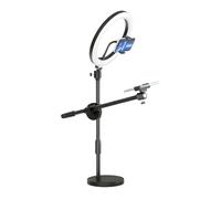 Kit de luz de anillo | Anillo de luz con brazo de brazo Heayy Duty y soporte para teléfono | Soporte de teléfono con anillo de luz | Soporte de brazo articulado flexible para teléfono | Trípode de