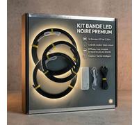 Kit de luz LED para tablero de madera, panel acústico - Pack 3 tiras 2,20 m - Blanco cálido - Difusor negro (luz suavizada) - Interruptor táctil - Colocación en fieltro negro - entre lamas 13 mm