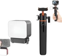 Kit de luz y trípode compatible con DJI Action 5Pro, 5 - Montaje magnético, luz de relleno LED compacta + soporte ajustable para vlogging (gris estrellado)