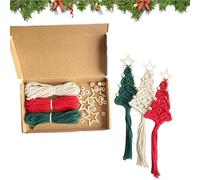 Kit de Macrame de árbol de Navidad - Kit de Macrame para principiantes para adultos | Conjunto de artesanías de colgante de árbol | Cuerda de algodón + madera, adulto Craft casual, colgante de árboles