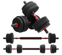 Kit de mancuernas HOMCOM 2 en 1, juego de 25 kg, barras de peso ajustables incluidas - entrenamiento muscular y halterofilia
