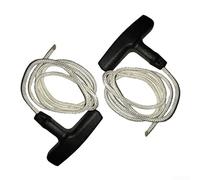 Kit de mango y cuerda de arranque, 1 m × 3 mm, cable de acero recubierto de nailon para cortacésped, cortasetos, motosierras y motores pequeños - compatible