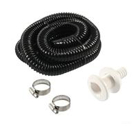 Kit de manguera de bomba de sentina para RV con manguera de 1 1/8 pulgadas de diámetro, manguera de PVC corrugado de 6 pies, abrazaderas de acero inoxidable y conector de casco pasante