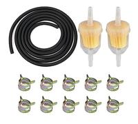 Kit de manguera de filtro de combustible para motocicleta, línea de combustible de 2 m y 8 mm + 2 filtros de combustible + 10 abrazaderas de manguera compatibles con scooters de 49 cc, quad, quad,