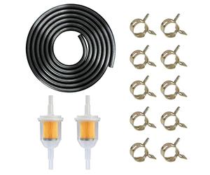 Kit de Manguera de Gasolina 6mm Línea de Combustible 2m con 6mm/8mm Filtro de Gasolina y Abrazaderas de Manguera para Moto Coche 13 Piezas