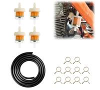 Kit de Manguera de Gasolina,Tubo Gasolina Moto,Filtro Gasolina Moto,1 Metro Manguera de Gasolina,4 Filtros Combustible con 10 Abrazaderas de Manguera,para Motocicletas,Tractores,Scooters,Camiones