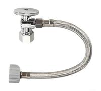 Kit de manguera de inodoro de acero inoxidable con válvula de cierre y placa de escudo, entrada NPT de 1/2 x salida de compresión de 3/8, para inodoros estándar de compresión de 3/8 x 7/8