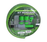 Kit de manguera de jardín 10 metros, resistente a la intemperie, ideal para riego y actividades de jardinería.