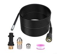 Kit de manguera de limpieza de tuberías compatible con Karcher K2 a K7, chorro de alcantarillado de alta presión de 15 m con boquilla giratoria y adaptador, negro (20 m)