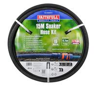 Kit de Manguera de Remojo Faithfull 15 M (49 pies) 12,5 mm (1/2 pulg.) - Manguera de Riego por Goteo Microporosa Ahorradora de Agua para Jardín, Resistente a Rayos UV y Heladas