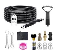 Kit de Manguera para Limpieza de Tuberías - 400 bar / 140°C - Compatible con Kärcher K2-K7 y Bosch - Incluye Adaptadores y Boquillas de Limpieza - Para Desagües y Tubos Obstruidos - Uso Universal