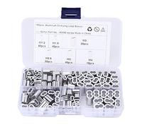 Kit de Manguitos de Bucle de Crimpado de 180 Piezas, Casquillo de Aluminio de Doble Cilindro de 6 Tamaños, Bucle de Crimpado de Casquillo de Doble Cilindro Universal para Extremo de Línea de Cable de