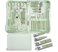 Kit de manicura de acero inoxidable, cortaúñas profesional, verde claro, 30 en 1, U