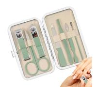 Kit de manicura de uñas, juego de cortaúñas | Kit de uñas de viaje portátil de acero inoxidable de 7 piezas | de limpieza de ligero, herramientas de manicura para mujeres, hombres y adultos