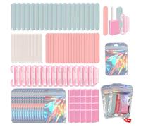 Kit de manicura desechable profesional, 18 piezas juego de herramientas para uñas con lima de uñas, pulidor de uñas, bloque de pulido de uñas, pincel de manicura, palo de madera (rosa)