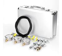 Kit de manómetro hidráulico, comprobador de presión hidráulica, medición de presión hidráulica con 9 acoplamientos, 3 manómetros y 3 mangueras de prueba para excavadoras y maquinaria de construcción