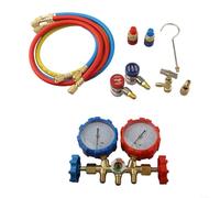 Kit de manómetro para R410A, juego de manómetros de colector de CA R134A, kit de herramientas de reparación de aire acondicionado con manómetros de presión duales, 3 mangueras (rojo, azul, amarillo) y
