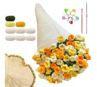 Kit de manta de punto para decoración del hogar, ramo de flores de ganchillo, para mamá, principiantes, cumpleaños, Navidad, día de San Valentín