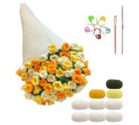 Kit de manta de ramo, con diseño romántico hecho a mano, material de nailon, manta de ramo de rosas tejida a mano, kit de ganchillo de flores hecho a mano, elegante diseño floral, para principiantes