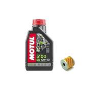 Kit de mantenimiento con filtro de aceite original compatible con Keeway + Compatible con aceite Motul 5100 10W40 1L para RKF125 y RKR125