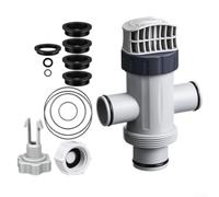 Kit de mantenimiento de piscina, 14 piezas con válvula de manguera doble dividida para sistemas de filtro de arena Intex, juego de piezas de repuesto ABS que incluye juntas tóricas y tapa de drenaje