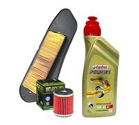 Kit de mantenimiento Motocar para motocicletas, 2 x l Castrol Power 1 10 W40, filtro de aceite Hiflofiltro HF141, filtro de aire YTX7L-BS e17624, plástico reforzado con vidrio, fibra sintética