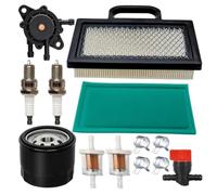 Kit de mantenimiento para tractor cortacésped con filtro de aire, filtro de aceite AM125424/492932S, bomba de combustible y bujías, para motores John Deere L120/L111/LA130/D140/D130/LA135/LA145 y 18