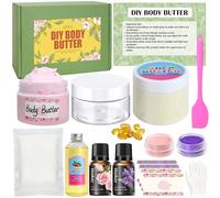 Kit de mantequilla corporal para hacer lociones de manteca de karité para adultos, bricolaje con manteca de karité orgánica, aceite de almendras dulces, polvo de mica, mantequilla corporal